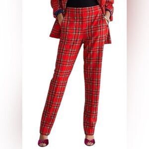 J.Crew Kate Straight-Leg Plaid Pants – Good Tidings Tartan – Red – Size 2
